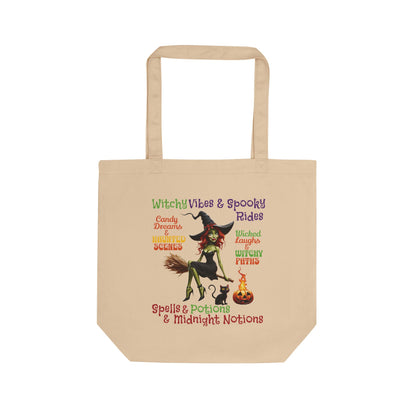 The Spooky Edit4 - Witchy Vibes Eco Tote Bag,double-sided (black or beige)