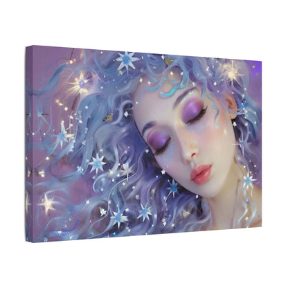 Winter Fantasy 4 | Celestial Maiden Serenity Satin Stretched Canvas Print