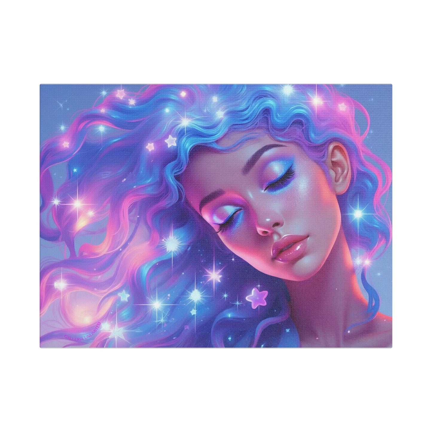 Winter Fantasy 3 | Dreamy Starry Muse Satin Stretched Canvas Print