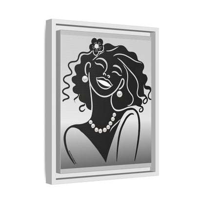 Pearls & Curls 2 | Black and White Framed Matte Canvas Wall Art (black or white frame)