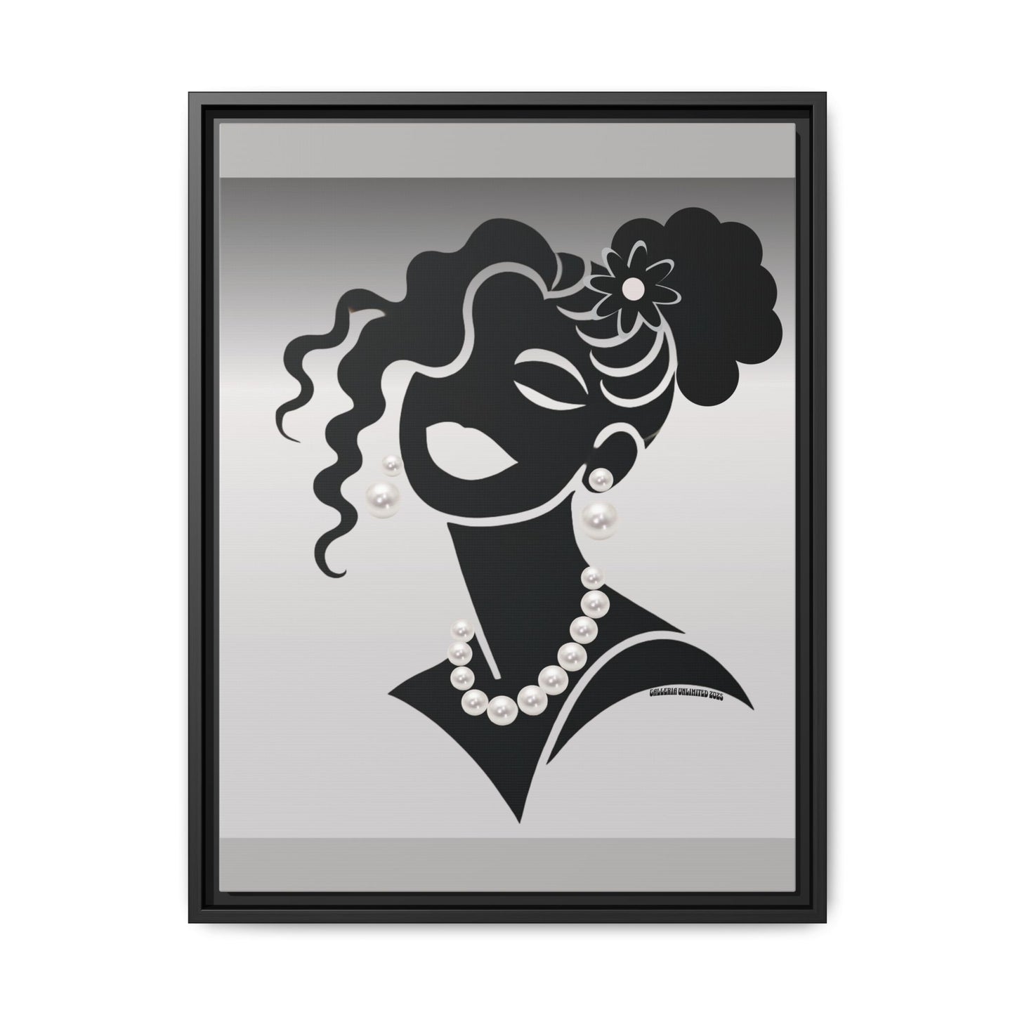 Pearls & Curls5 | Black and White - Framed Matte Canvas Art (black or white frame)