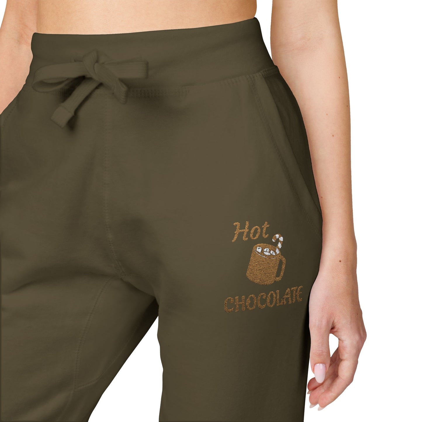 Harvest Haze | Hot Chocolate Gold Embroidered Sweatpants