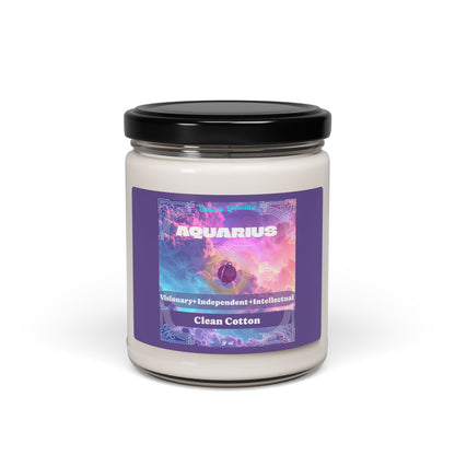Aquarius | Clean Cotton Candle, 9oz (amethyst)