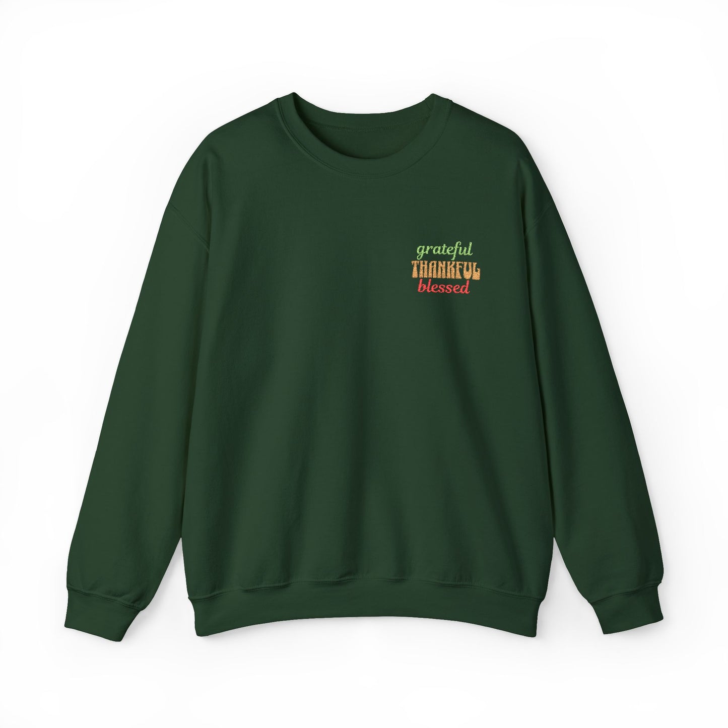 The Cozy Edit2 | Embroidered "Grateful - Thankful - Blessed" Crewneck Sweatshirt (multiple colors)