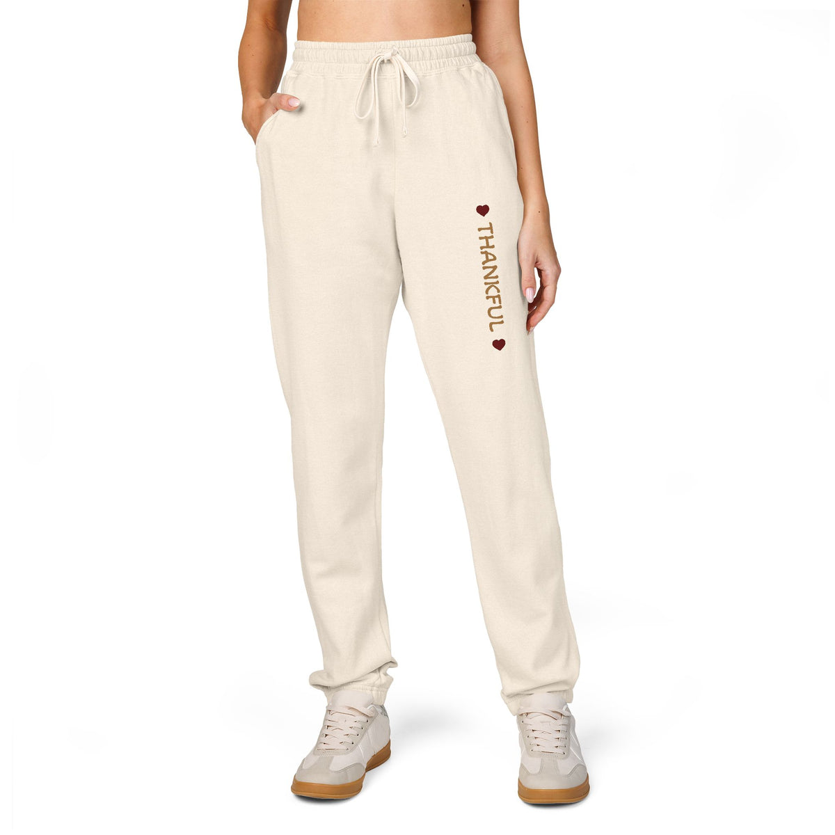 Harvest Haze 8 | 'THANKFUL' Vertical Gold Script Joggers
