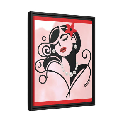 Pearls & Curls4 | Scarlet Kiss - Framed Matte Canvas Art (black or white frame)