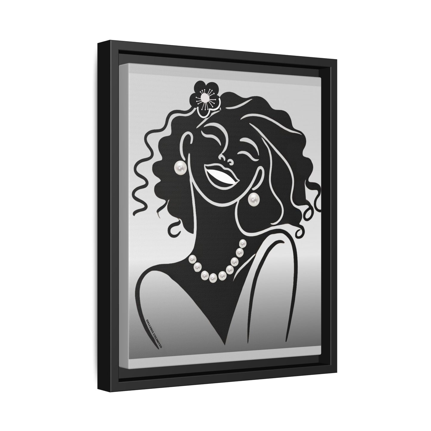 Pearls & Curls 2 | Black and White Framed Matte Canvas Wall Art (black or white frame)
