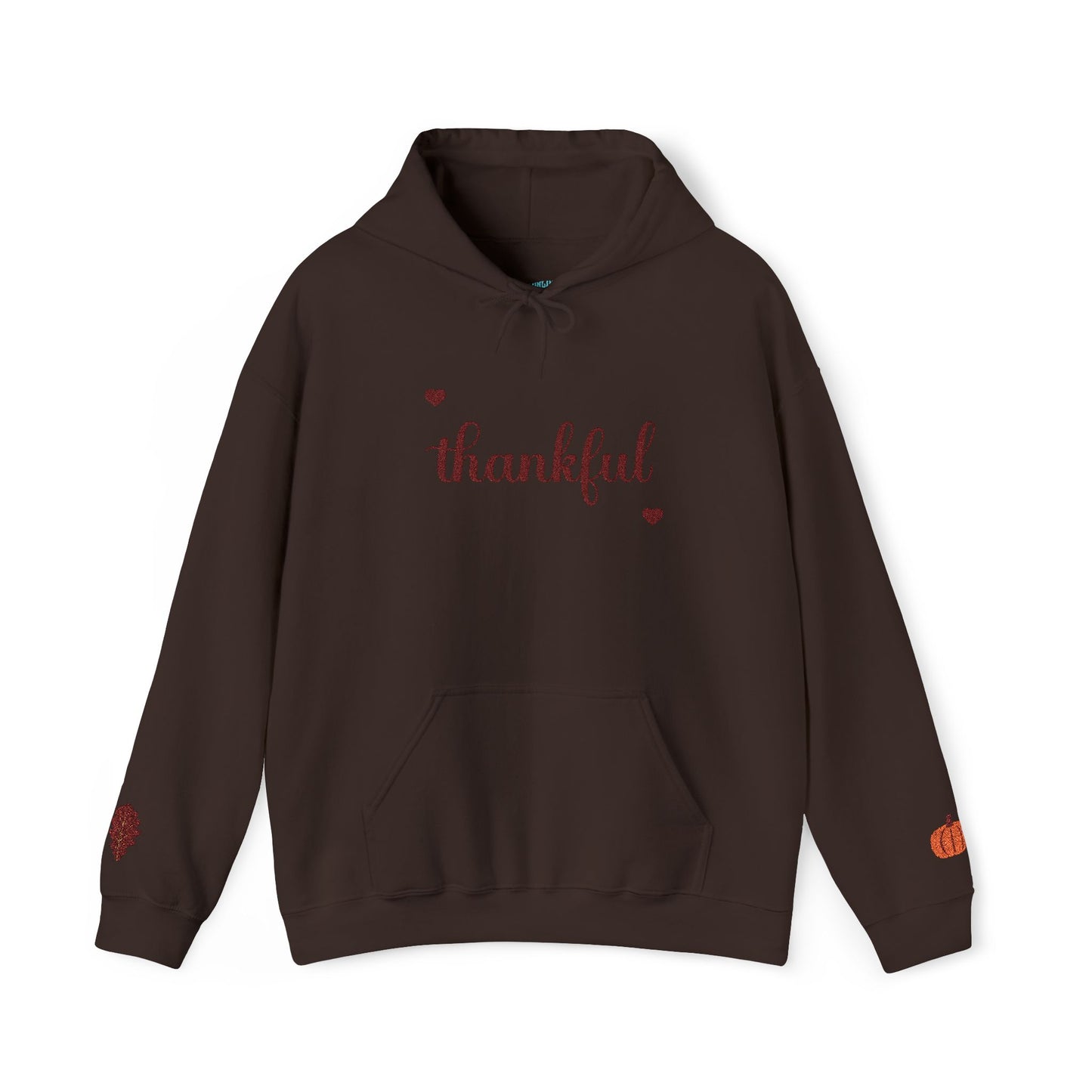 The Thankful Edit1 | Maroon Embroidered Thankful Hoodie, maroon hearts (multiple colors)