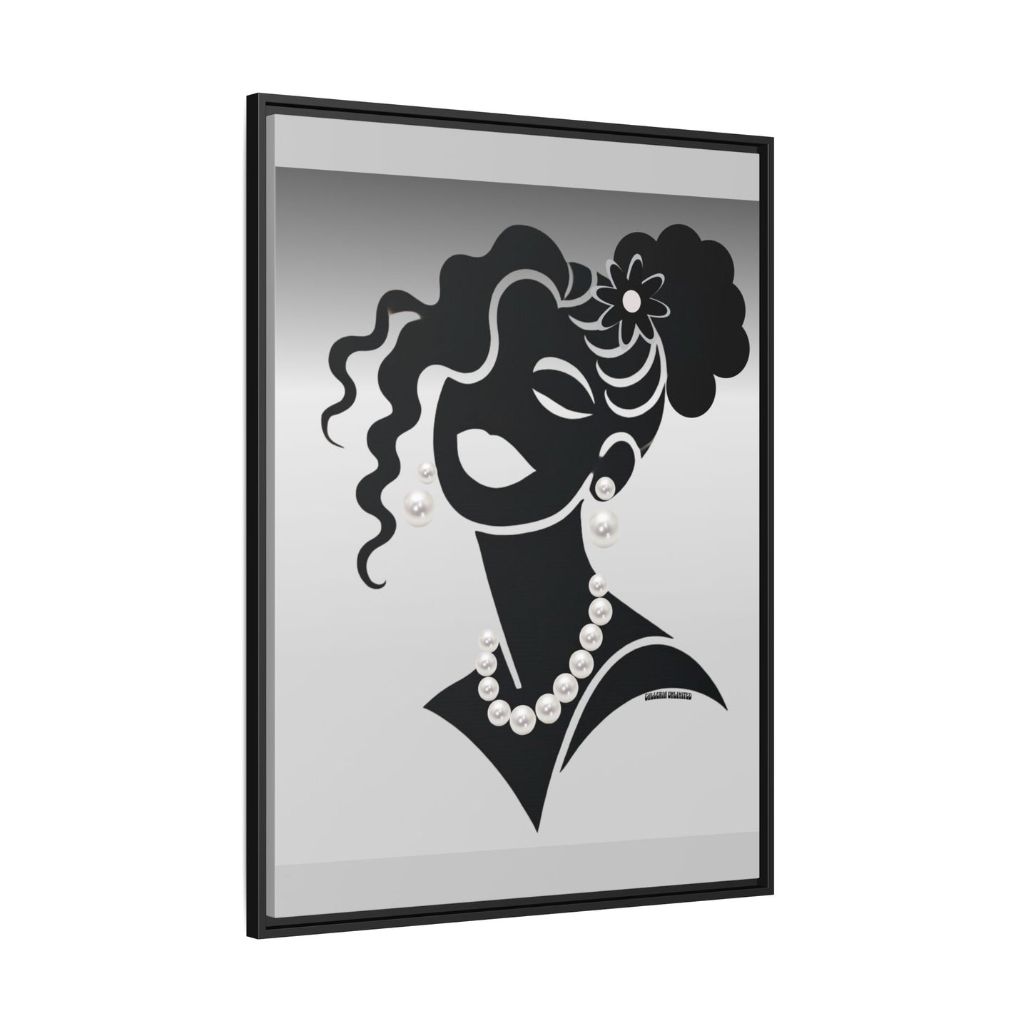 Pearls & Curls 2 | Black and White Framed Matte Canvas Wall Art (black or white frame)