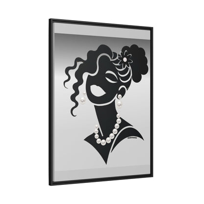 Pearls & Curls 2 | Black and White Framed Matte Canvas Wall Art (black or white frame)