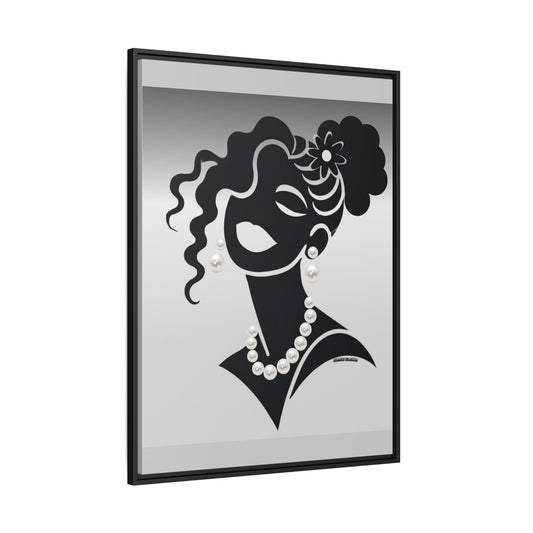 Pearls & Curls 2 | Black and White Framed Matte Canvas Wall Art (black or white frame)