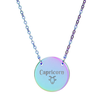 Capricorn | Medallion Goat Symbol Necklace (18K gold/rose gold, stainless steel, rainbow/black PVD coating)