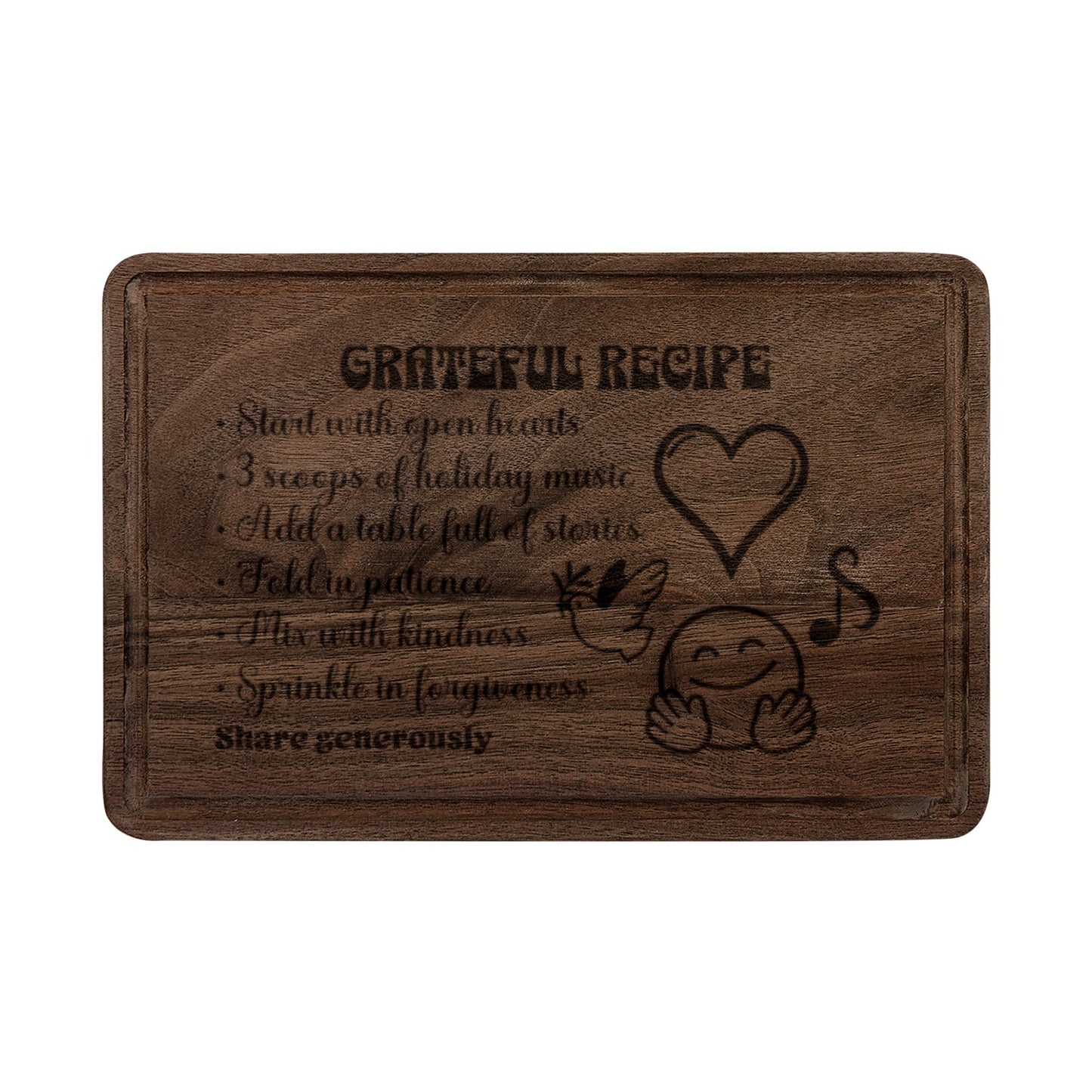 The Cozy Edit4 | "Grateful Recipe" Engraved Wooden Cutting Board (maple or walnut)