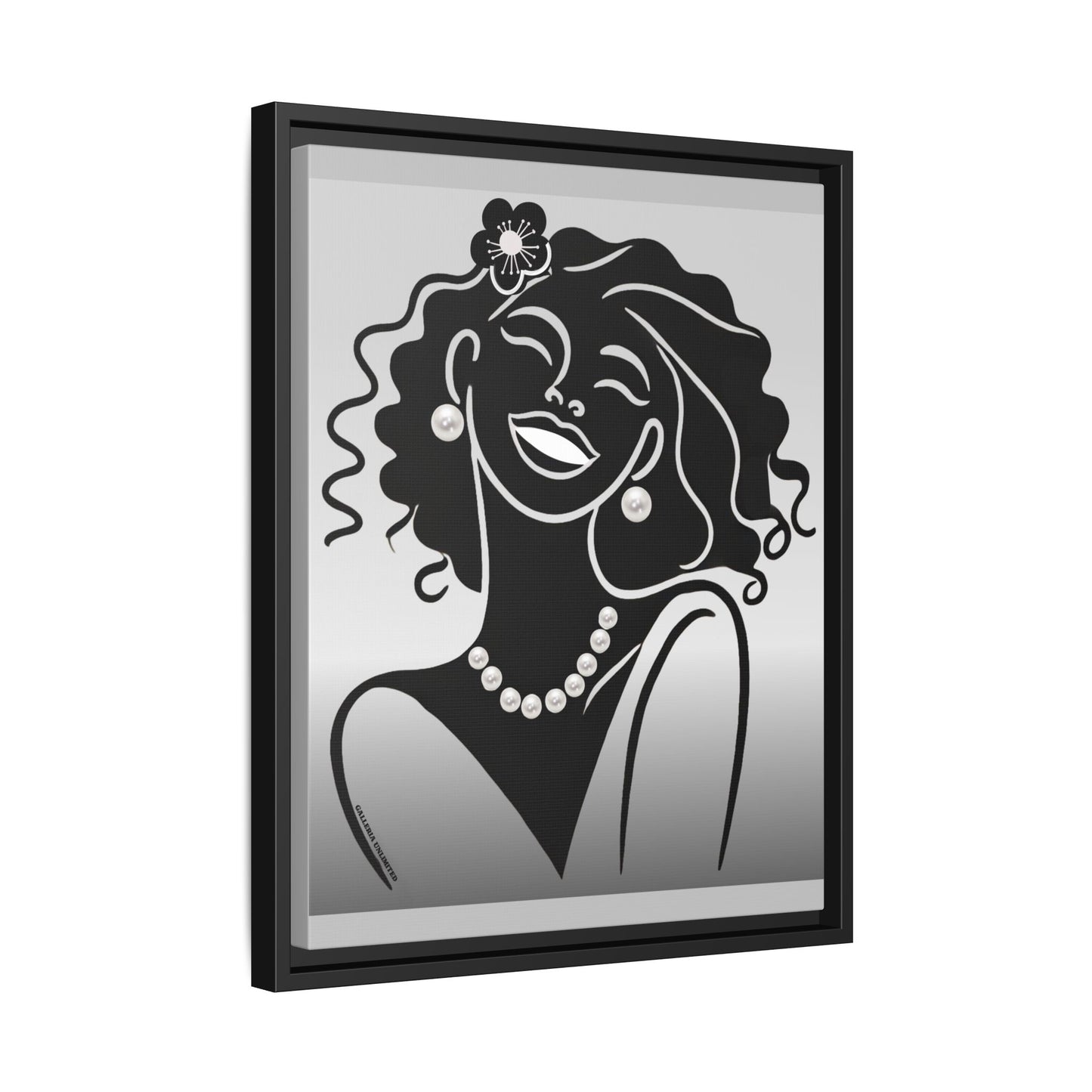 Pearls & Curls 2 | Black and White Framed Matte Canvas Wall Art (black or white frame)