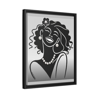 Pearls & Curls 2 | Black and White Framed Matte Canvas Wall Art (black or white frame)