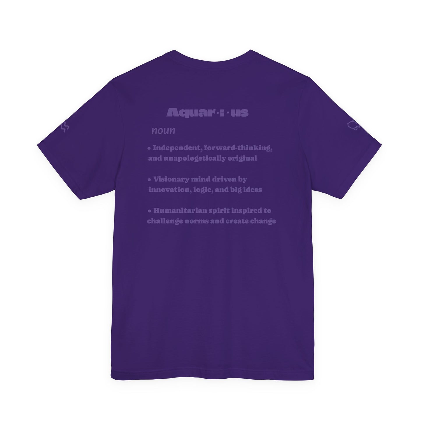 Aquarius | Word Art Graphic Tee2 (amethyst)-"Aquarius" Definition on Back