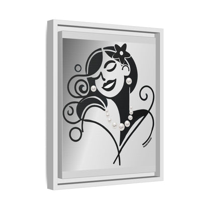 Pearls & Curls 4 | Black and White Framed Matte Canvas Wall Art (black or white frame)