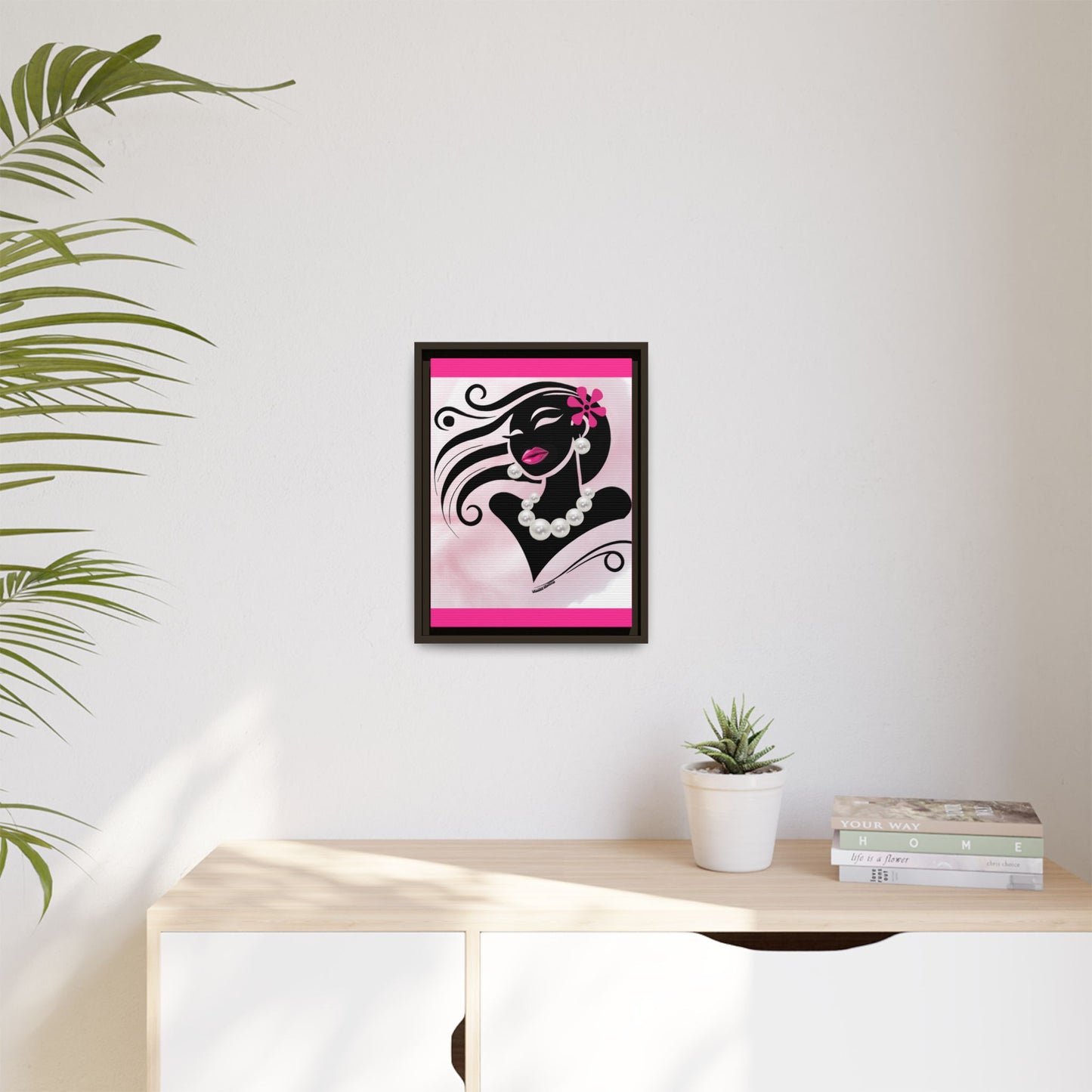 Pearls & Curls 6 | Candy Kiss Framed Matte Canvas Wall Art (black or white frame)