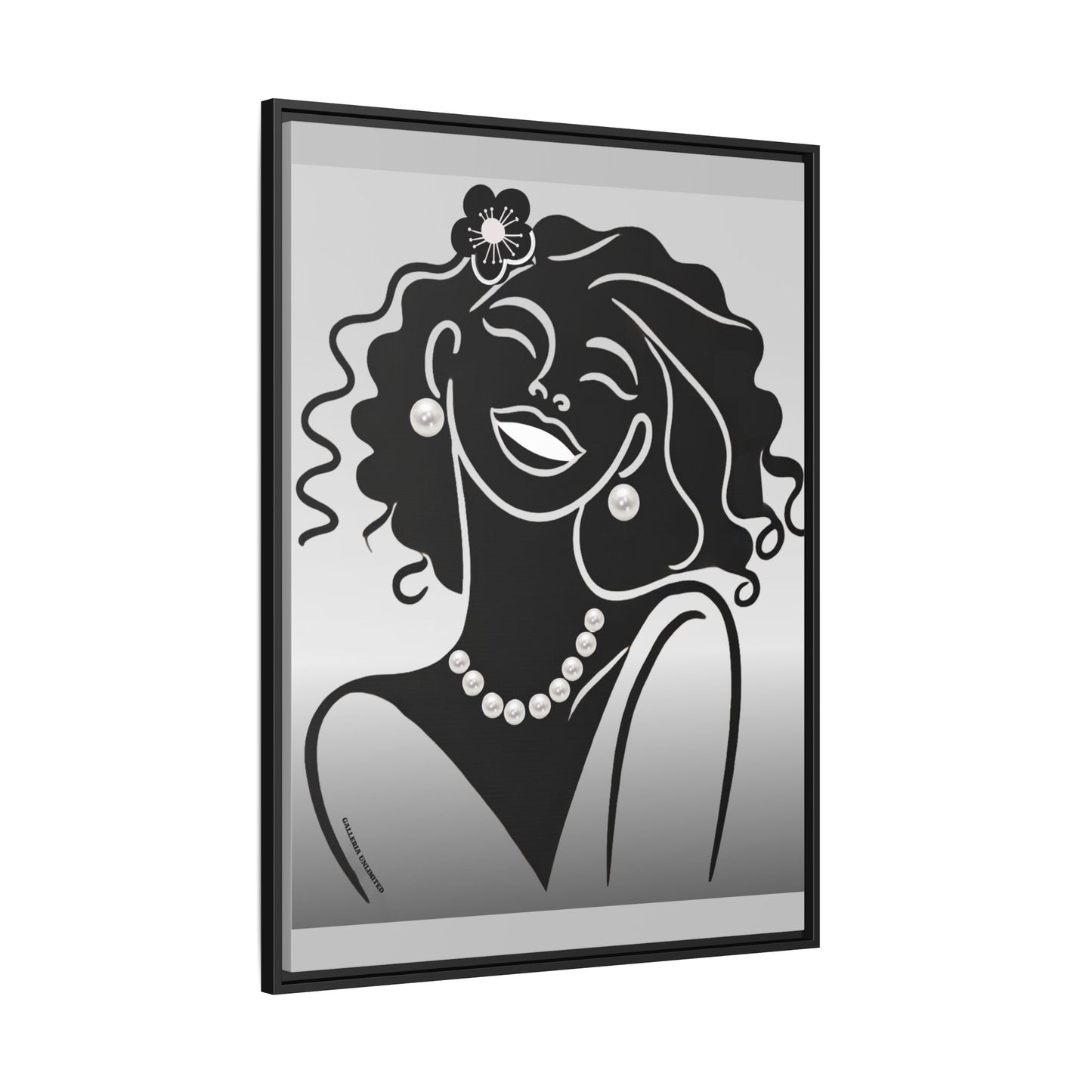 Pearls & Curls 2 | Black and White Framed Matte Canvas Wall Art (black or white frame)