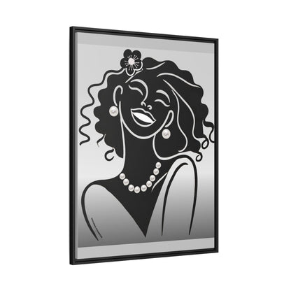 Pearls & Curls 2 | Black and White Framed Matte Canvas Wall Art (black or white frame)