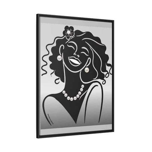 Pearls & Curls 2 | Black and White Framed Matte Canvas Wall Art (black or white frame)