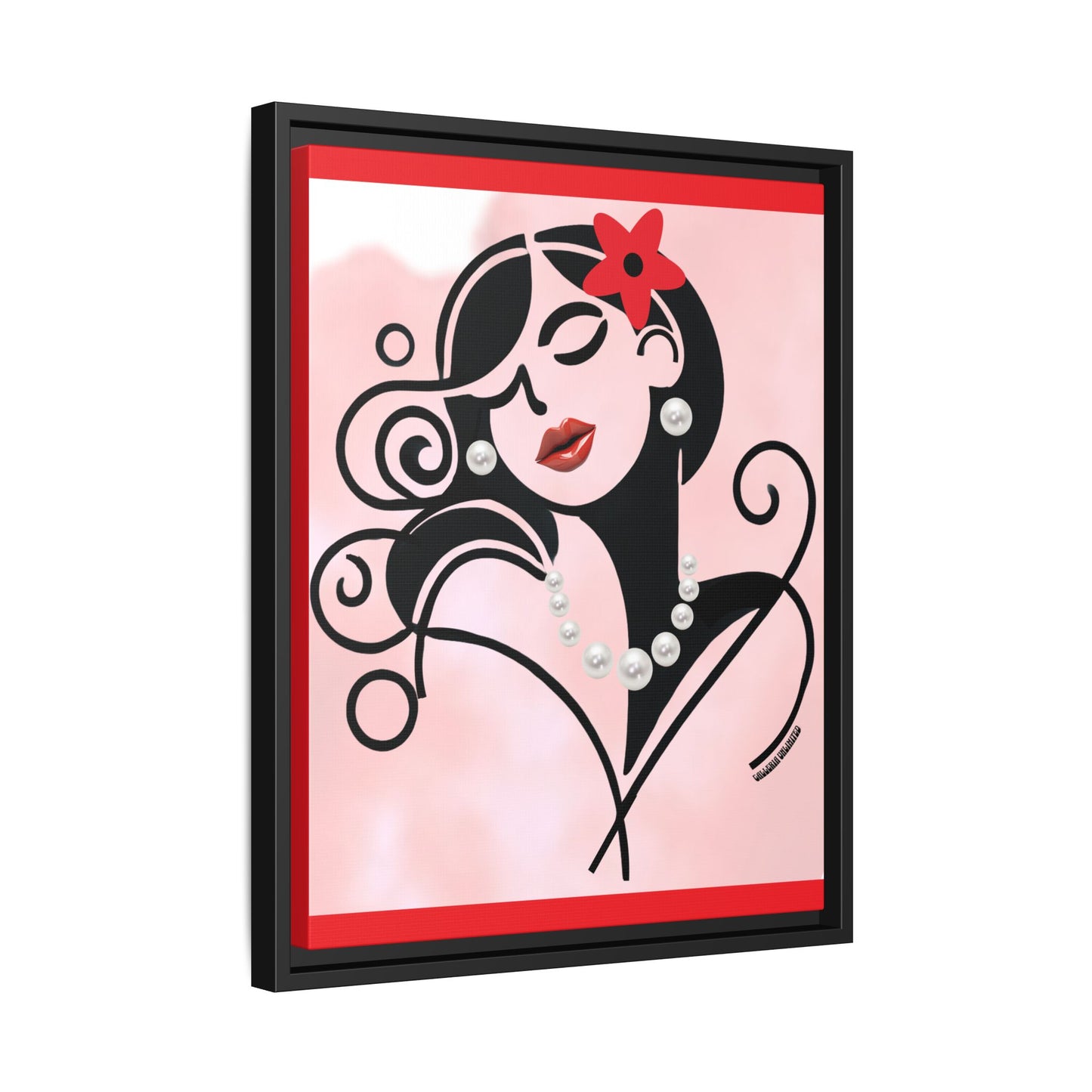Pearls & Curls 4 | Cherry Kiss Framed Matte Canvas Wall Art (black or white frame)