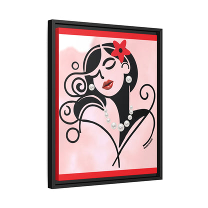 Pearls & Curls 4 | Cherry Kiss Framed Matte Canvas Wall Art (black or white frame)