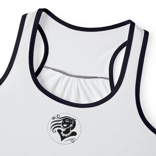 Pearls & Curls6 | White - Plain Ringer Tank (black or white trim)