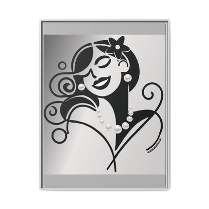 Pearls & Curls4 | Black and White - Framed Matte Canvas Art (black or white frame)