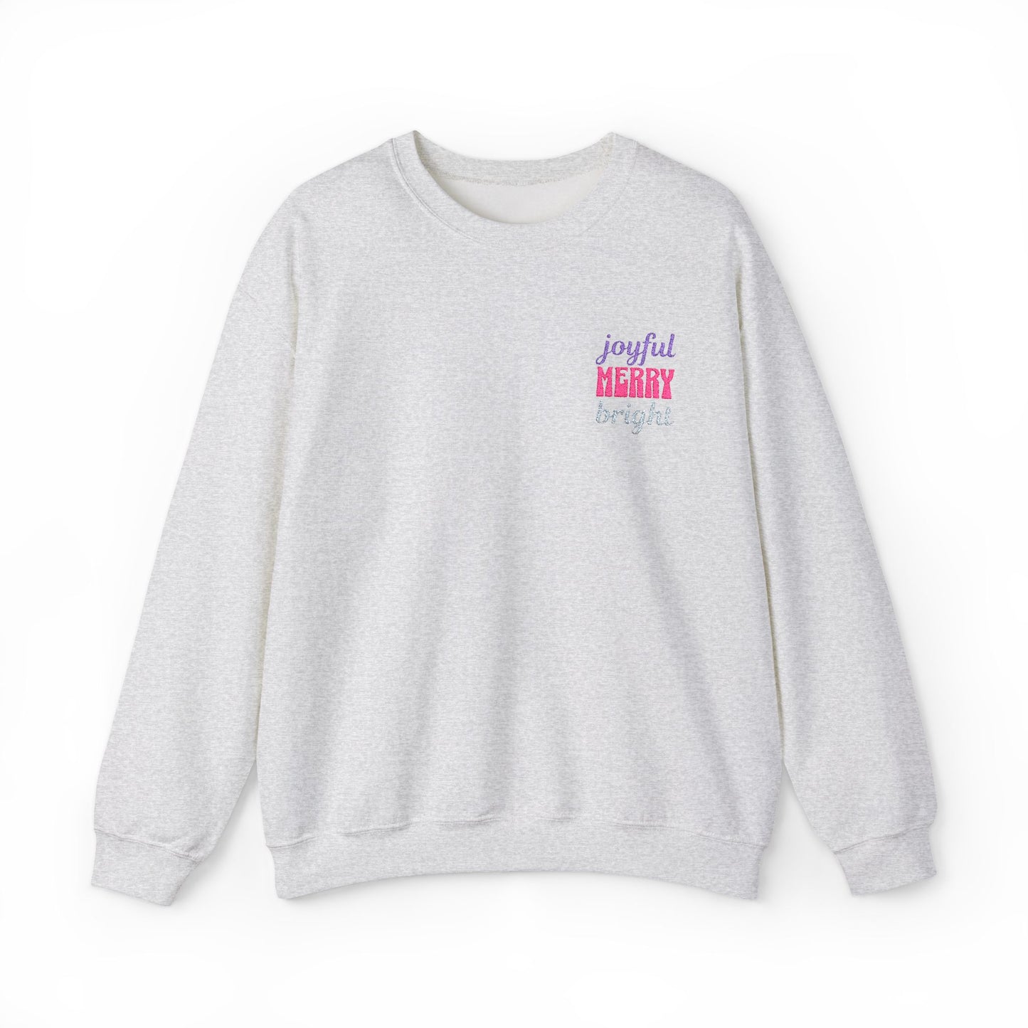 The Joyful Edit2 | Merry & Bright Embroidered Sweatshirt, PINK Palette (multiple colors)