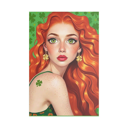Clovers 4 | Shamrock Goddess, Stretched Satin Canvas Print