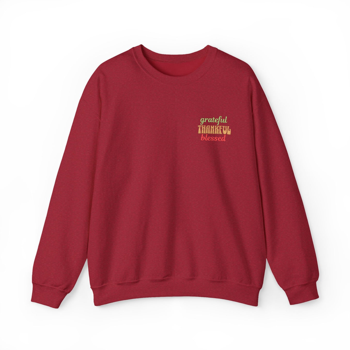 The Cozy Edit2 | Embroidered "Grateful - Thankful - Blessed" Crewneck Sweatshirt (multiple colors)