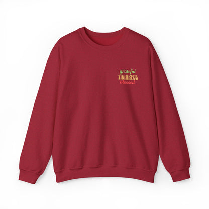 The Cozy Edit2 | Embroidered "Grateful - Thankful - Blessed" Crewneck Sweatshirt (multiple colors)