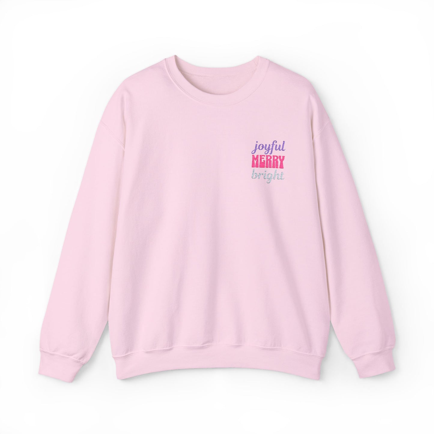 The Joyful Edit2 | Merry & Bright Embroidered Sweatshirt, PINK Palette (multiple colors)