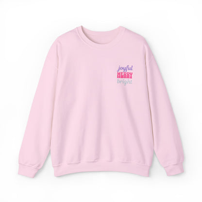 The Joyful Edit2 | Merry & Bright Embroidered Sweatshirt, PINK Palette (multiple colors)