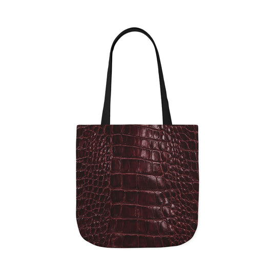 Alligator | Burgundy Print All-Over Pattern Tote Bag - Faux Croc Print, Not Leather (3 sizes)