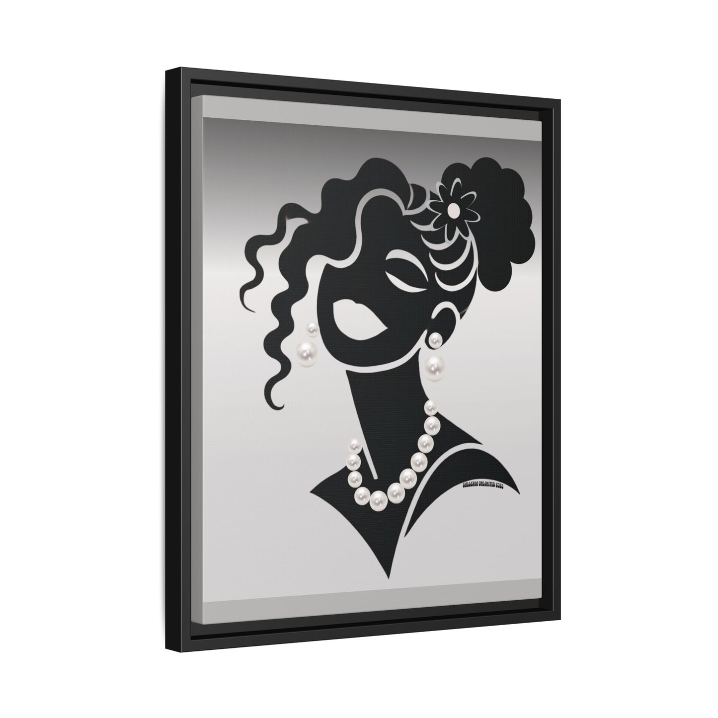 Pearls & Curls5 | Black and White - Framed Matte Canvas Art (black or white frame)