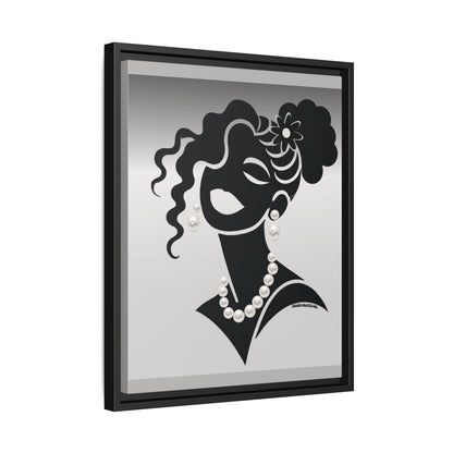 Pearls & Curls5 | Black and White - Framed Matte Canvas Art (black or white frame)