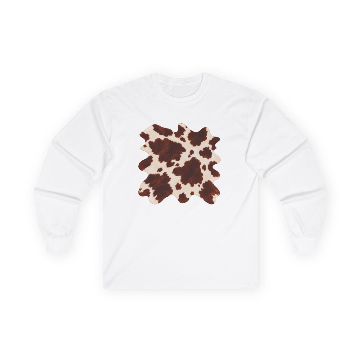 Cow | Brown & Cream Cowhide Abstract Long Sleeve Tee