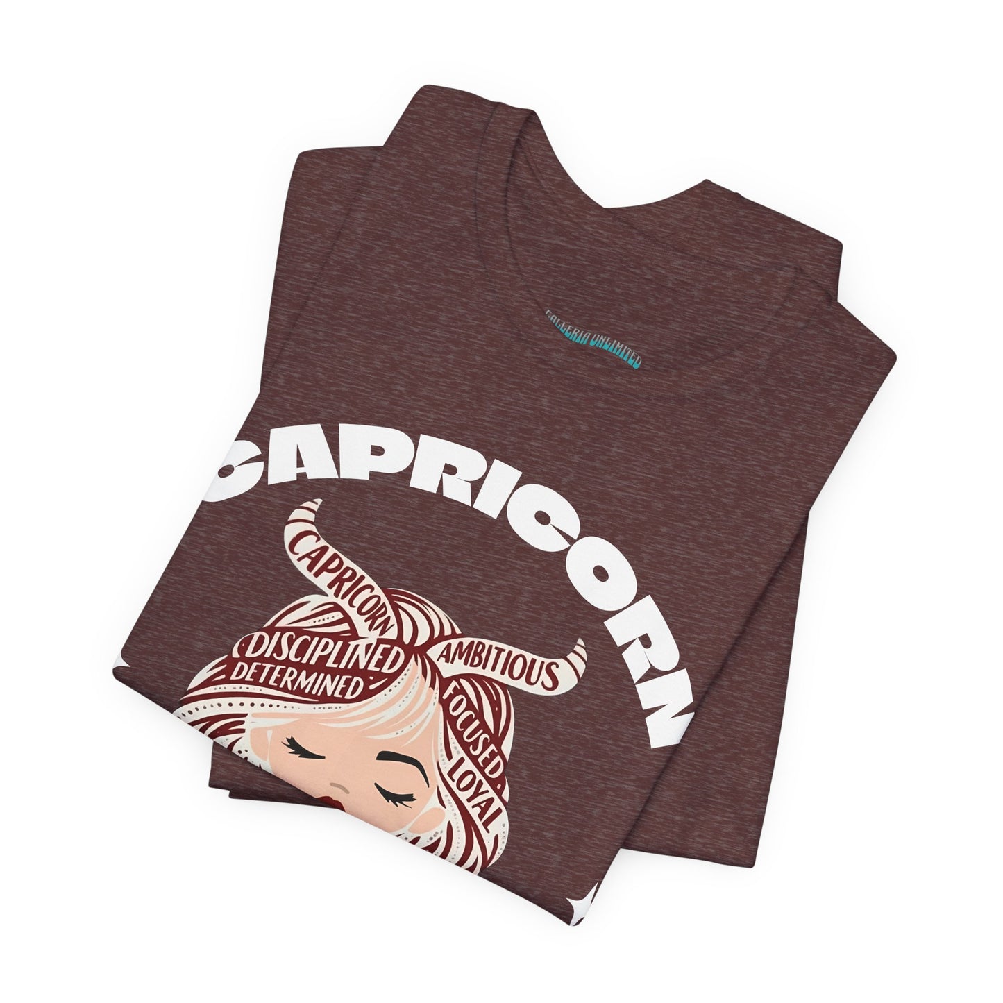 Capricorn | Word Art Graphic Tee2 (garnet) -- "Capricorn" Definition on Back