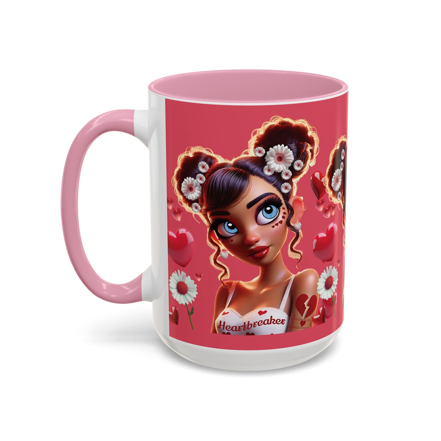 Heartbreaker 1 | Raspberry - Coffee Mug, two-tone, 15 oz (multiple handle colors)