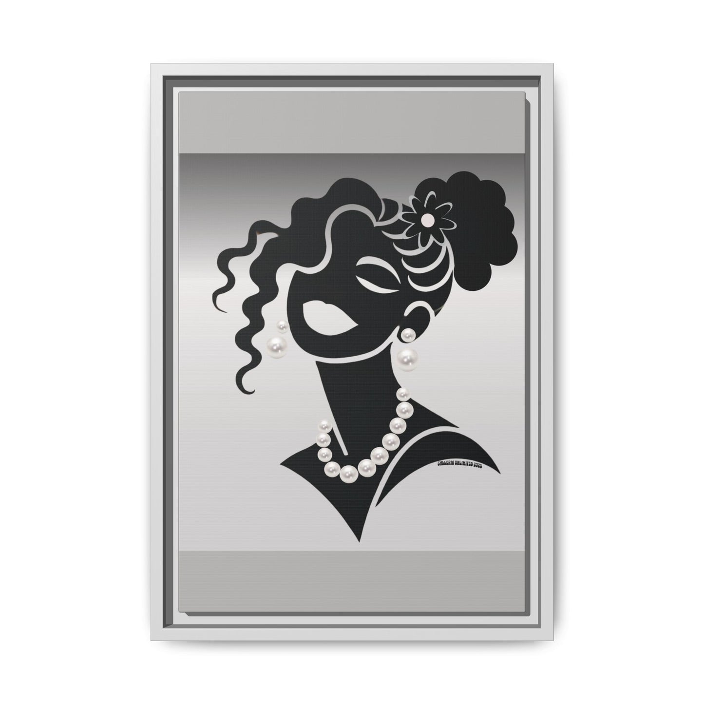 Pearls & Curls5 | Black and White - Framed Matte Canvas Art (black or white frame)