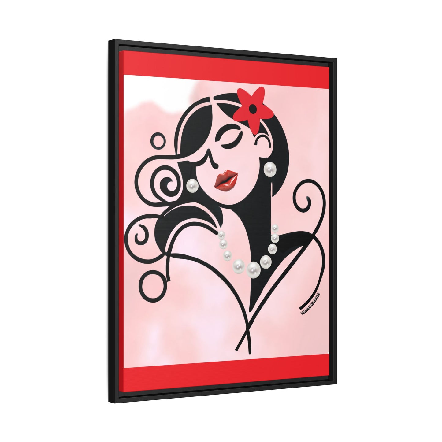 Pearls & Curls 4 | Cherry Kiss Framed Matte Canvas Wall Art (black or white frame)