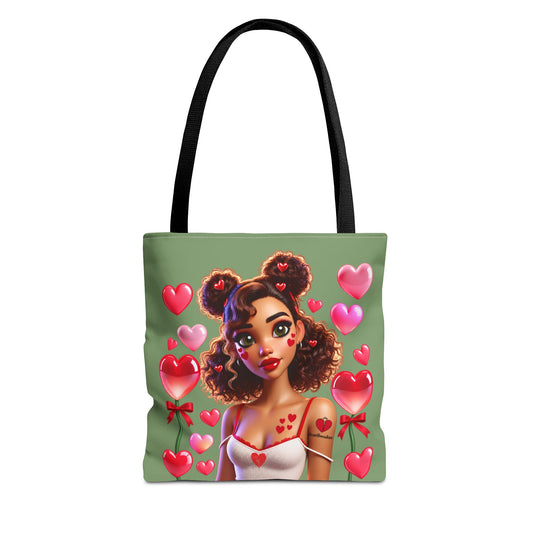 Heartbreaker 2 | Kiwi All Over Print Two-Tone Tote Bag (multiple sizes/strap colors)