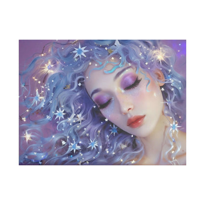 Winter Fantasy 5 | Celestial Maiden Slumber Satin Stretched Canvas Print