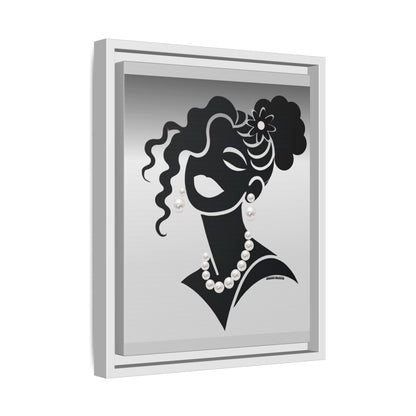 Pearls & Curls 2 | Black and White Framed Matte Canvas Wall Art (black or white frame)