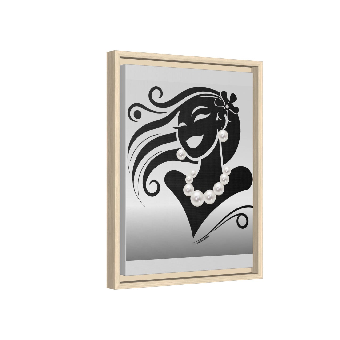Pearls & Curls 6 | Black and White Framed Matte Canvas Wall Art (black or white frame)