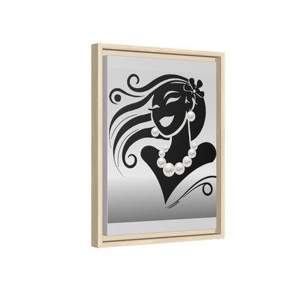 Pearls & Curls 6 | Black and White Framed Matte Canvas Wall Art (black or white frame)
