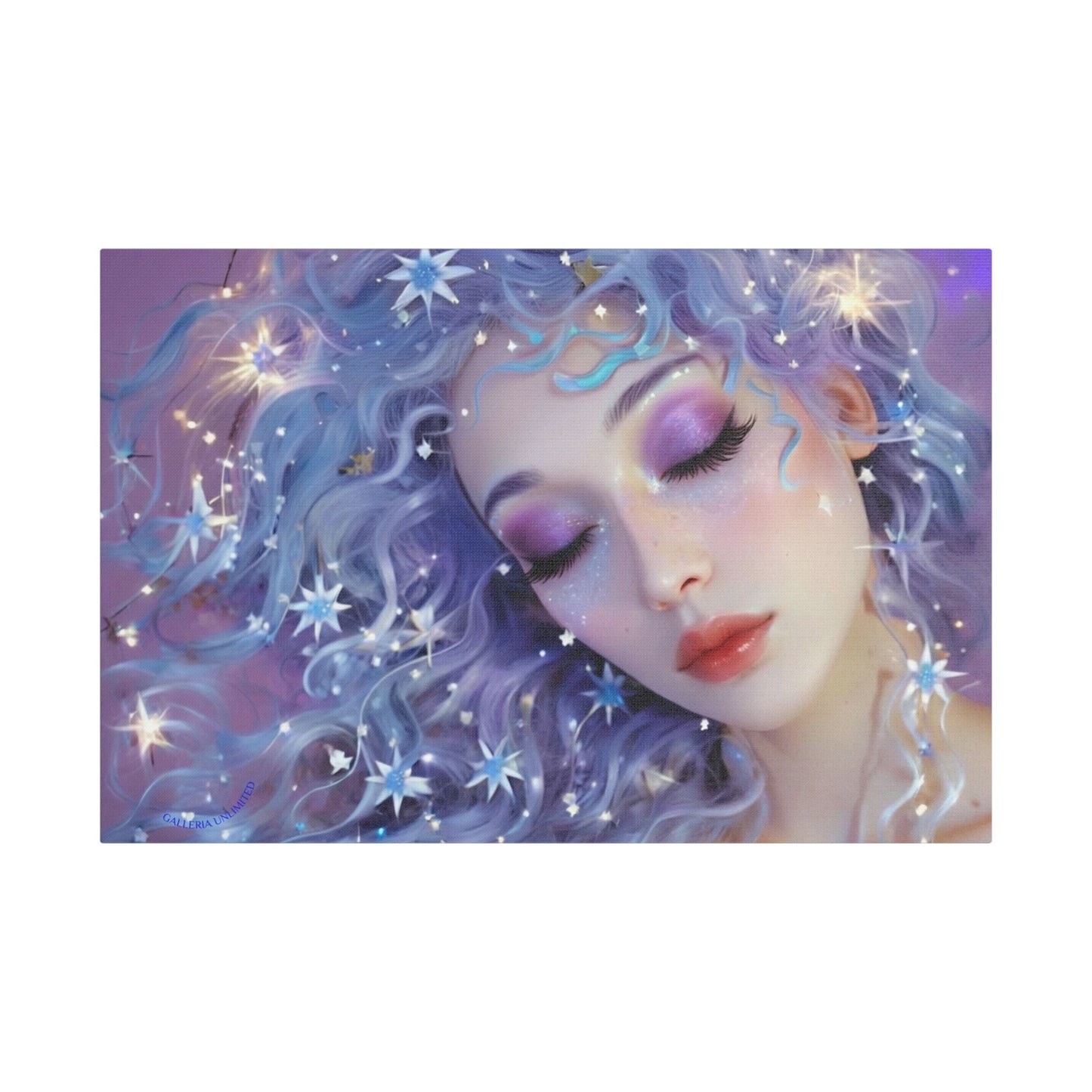 Winter Fantasy 5 | Celestial Maiden Slumber Satin Stretched Canvas Print