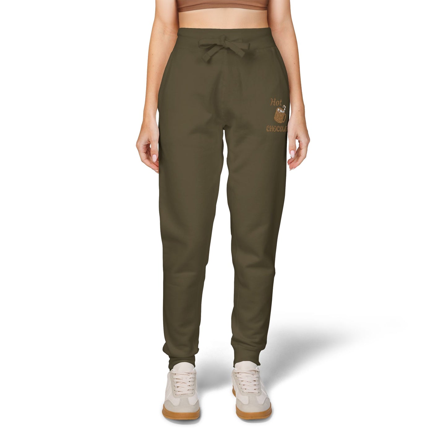 Harvest Haze | Hot Chocolate Gold Embroidered Sweatpants
